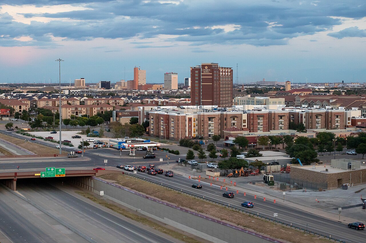 Lubbock skyline and South Plains commercial and university center