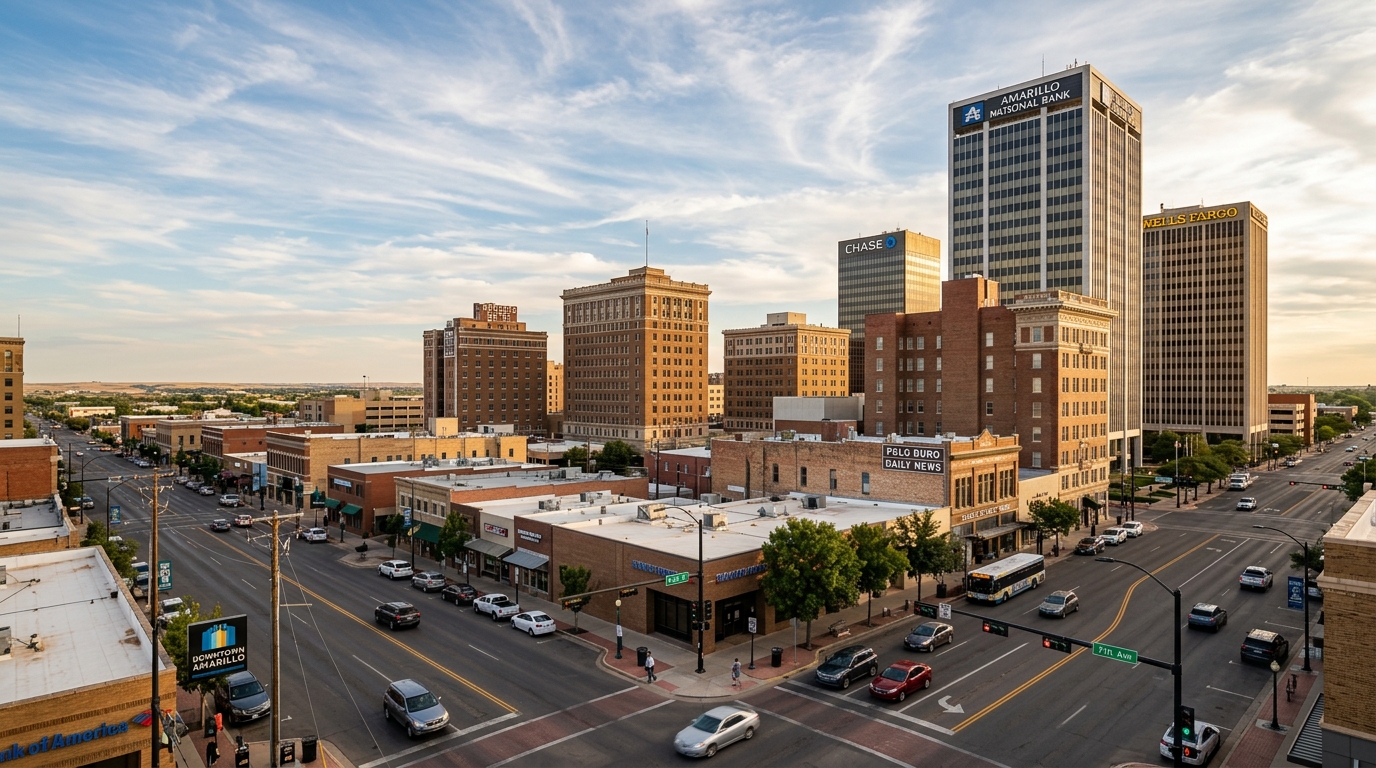 Amarillo downtown skyline and North Texas high plains business center