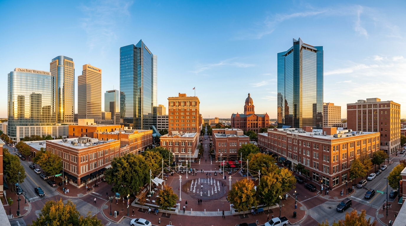 Tarrant County downtown Fort Worth skyline and Sundance Square